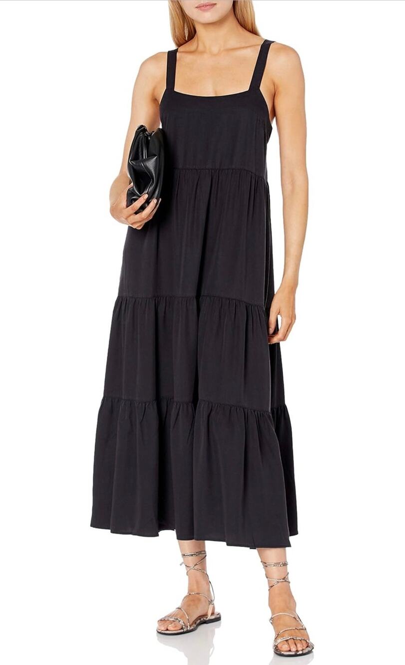 The Drop — Black Britt Tiered Maxi Tent Dress — NEW — Size Small